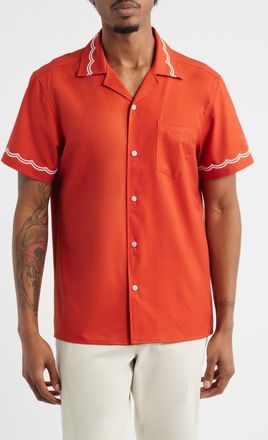MAVRANS Rust Waves Performance Camp Shirt in Red at Nordstrom, Size Xx-Large