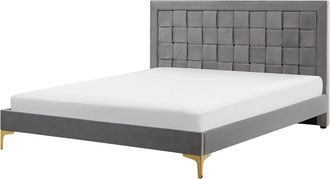 Beliani Beliani - Cama Con Somier De Terciopelo Gris 140 X 200 Cm Cabecero Patas Limoux