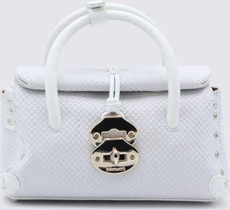 Zanellato White Leather Dotta Baby Top Handle Bag