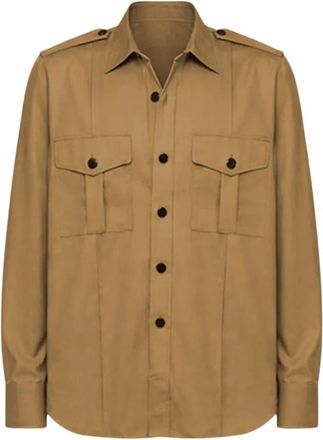 Ernest W. Baker Militaire Overshirt - Heren - Casual Overhemden - Beige - L - Leer - Overhemden
