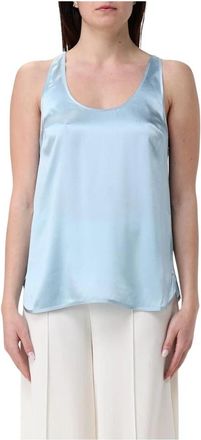 Pinko Zijden Cami Top - Dames - Tops zonder mouwen - Blauw - XS - Tops