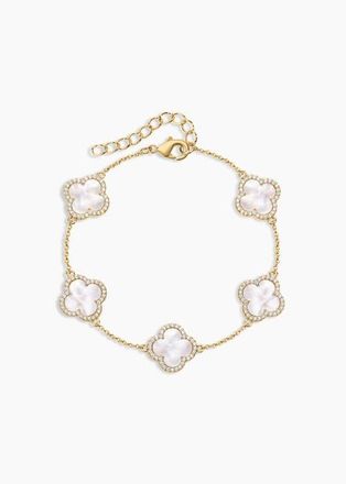 Electric Picks Icon White Clover Bracelet in Gold at Nordstrom