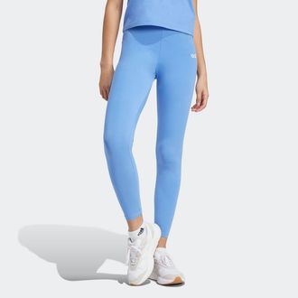 adidas Leggings ADIDAS SPORTSWEAR ESSENTIALS LINEAR COTTON, Damen, Gr. XL, N-Gr, blau (blau fusion, wei&szlig;), Obermaterial: 90% Baumwolle, 10% Elasthan, Hosen L