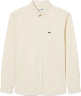 Lacoste Regular Fit Oxford Button-Down Shirt in Beige at Nordstrom, Size 15.75