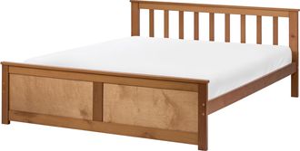 Beliani Cama Con Somier De Madera De Pino Mdf Minimalista 140 X 200 Cm Marr&oacute;n Olendon