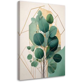 Artgeist Artgeist - Quadro su tela, Foglie di eucalipto Geometrico Oro Verde Moderno - 40x60
