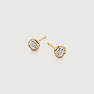 Monica Vinader Gold Diamond Essential Stud Earrings Diamond