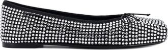 Alexander Wang Zwarte Ballerinas met Vierkante Neus en Frontstrik - Dames - Ballerinas - Veelkleurig - 35 EU - Satijn - Schoenen