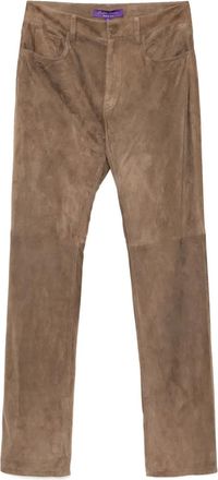 Ralph Lauren Collection Pantaloni in pelle scamosciata - Marrone