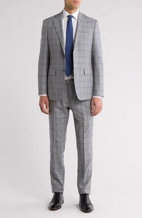 English Laundry Plaid Grey Wool Blend Suit in Grey/Blue at Nordstrom Rack, Size 42