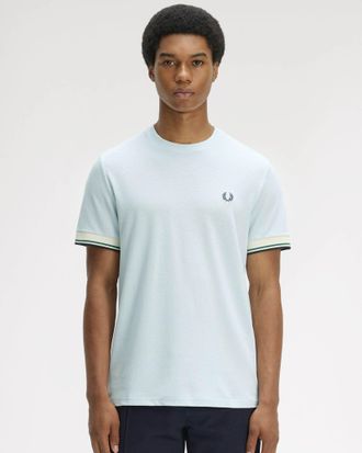 Fred Perry Mens T-Shirt in Light Blue Cotton - Size X-Large