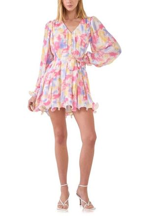 endless rose Tie Dye Long Sleeve Minidress in Multi at Nordstrom, Size X-Small