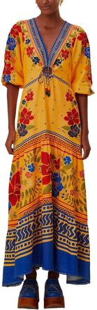 Farm Rio Linen-Blend Floral Yard Maxi Dress