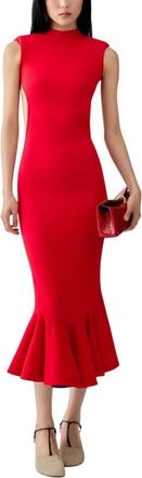 Jacquemus Red Mock Collar Midi Dress