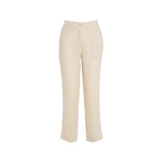Kaos Wide Trousers, female, Beige, Size: L Beige Linen Straight Leg Trousers