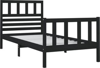 vidaXL Estructura Cama Madera Maciza Individual Negro 75x190 Cm Vidaxl