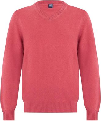 Fedeli Cashmere V-neck Trui - Heren - V-hals truien - Roze - L - Kasjmier - Truien & Vesten