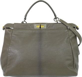 Fendi Peekaboo Bag Leather Gray Leather Bag (Pre-Owned)