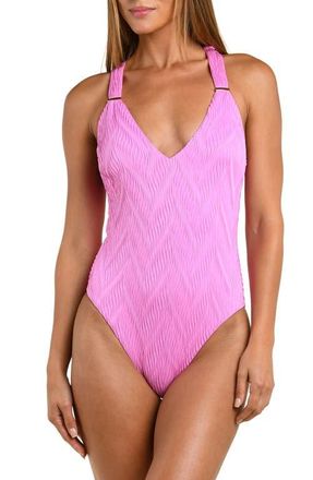 Sunshine 79 Etheral Echo Plunge One-Piece Swimsuit in Blush at Nordstrom, Size 14