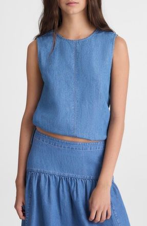 Madewell Cinched Denim Shell Top in Irving Wash at Nordstrom, Size Xx-Small