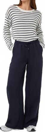 Esqualo Striped Slub Sweater In Off White/navy