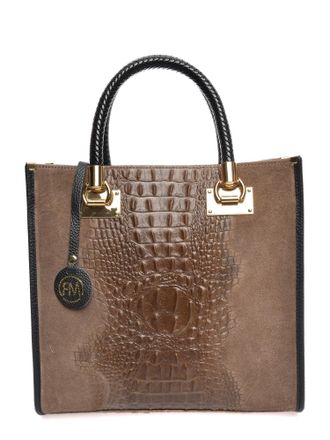 Roberta M Beige Rundleer Tas