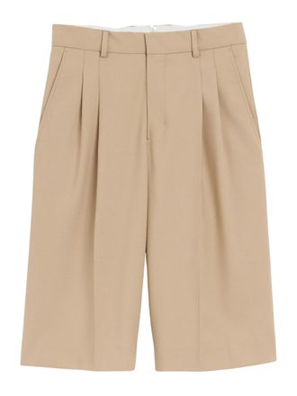 Ami Beige Front Darts Wool Shorts