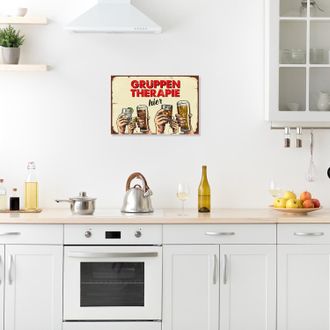Queence Metallbild »Gruppentherapie Bier Spruch Stahlschild Blechschild« 1 Stk. tlg. 20x30x0,2cm - mit 4 Lochbohrung