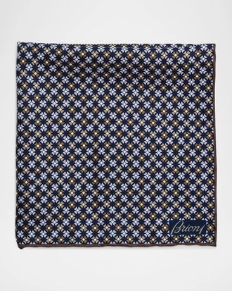 Brioni Men & apos;s Silk Geometric Pocket Square