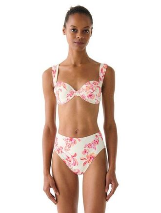 Kate Spade New York Floral Toile Underwire Bra Swim Top in Light Cantaloupe at Nordstrom, Size Medium