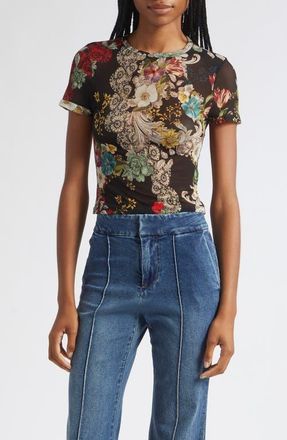 Alice & Olivia Tess Floral Print Mesh Top in Free Spirit at Nordstrom, Size X-Large