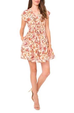 CeCe by Cynthia Steffe Cap Sleeve Minidress in Ivory/poppy Red at Nordstrom Rack, Size X-Small