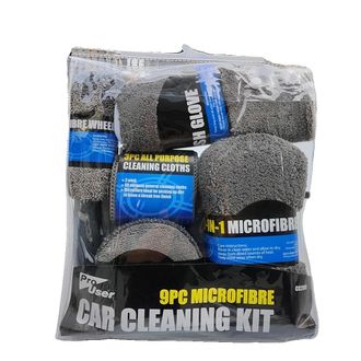 OEM Kit De Limpieza Para Coche, Juego De 9 Piezas, Herramientas Para Interior Y Exterior, 1 Bolsa Gris