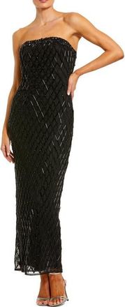 Mac Duggal Strapless Embellished Column Dress in Black at Nordstrom, Size 12