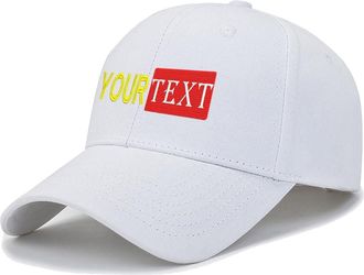 Generic Custom Embroidered Hat,Embroidered Cap, Personalized Adjustable Baseball Cap Add Your Text & Logo UK White