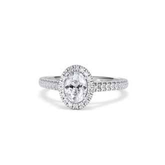 The Diamond Store Georgina GIA Oval Diamond Halo Engagement Ring 18KW Gold 1.30ct G/Vs2
