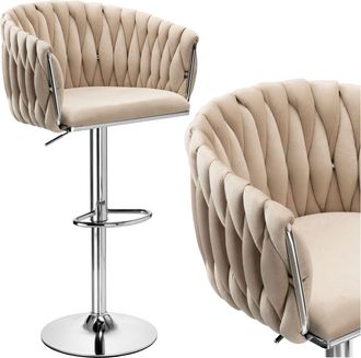 OEM Taburete De Bar Cofton Cromado De Terciopelo Beige