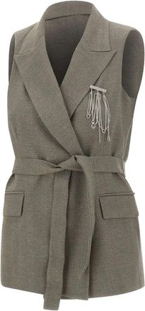 Liu Jo Chevron Vest met Riem - Dames - Bodywarmers - Groen - XL - Leer - Jassen