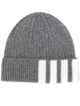 Thom Browne Rib Hat W/ 4 Bar Stripe In Cashmere