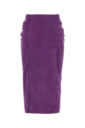 Valentino Garavani Womens Leather Skirt Purple Ovine