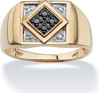 Palm Beach Jewelry Mens.10 TCW Round Black and White Diamond Geometric Ring in 10k Yellow Gold