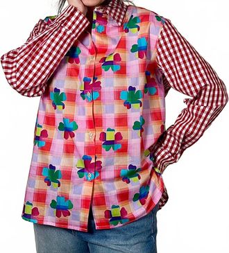 Miki Thumb Marty Boyfriend Shirt In Rainbow Red