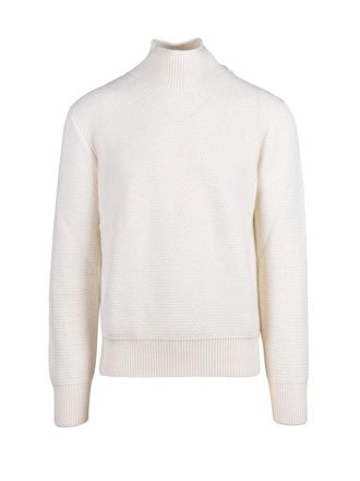 KANGRA Mock Neck Knitted Sweater With Textured Pattern