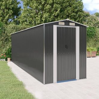 Berkfield Home Garden Shed Anthracite 192x606x223 cm Galvanised Steel in Charcoal | Size: 192 x 606 x 223 cm