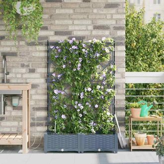 Berkfield Home Garden Planters with Water Irrigation System 2 pcs Light Grey