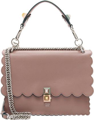 Fendi Pink Calfskin & Enamel Kan I Medium Shoulder Bag (Authentic Pre-Loved)