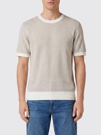 HUGO BOSS Maglia girocollo in cotone e seta con motivo astratto bicolor