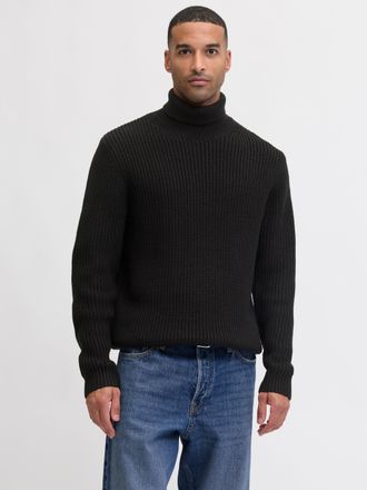 Jack & Jones Rollkragenpullover JACK & JONES JORBLEECKER KNIT ROLL NECK BF, Herren, Gr. S, schwarz, Strick, Obermaterial: 65% Polyacryl, 35% Baumwolle, unifarben, 