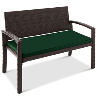 Best Choice Products 2-Person Outdoor Wicker Bench Garden Patio Porch Furniture w/ 700lb Capacity, Cushion