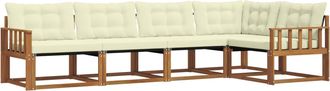 vidaXL Conjunto De Sof&aacute;s De Exterior 5 Uds. Natural Y Crema Vidaxl